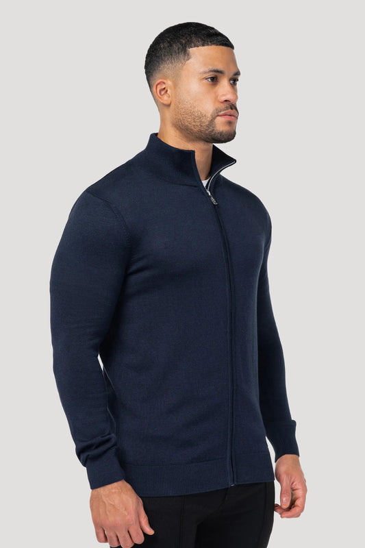 THE SANTONI FULL ZIP SWEATER - BLUE