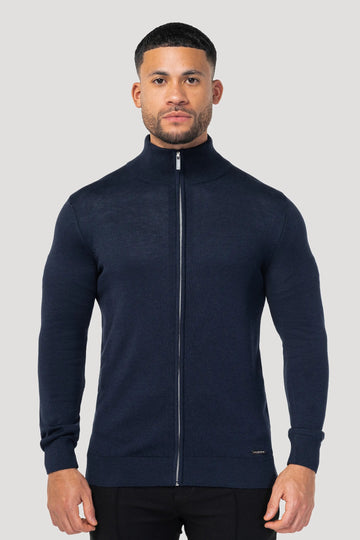 THE SANTONI FULL ZIP SWEATER - BLUE