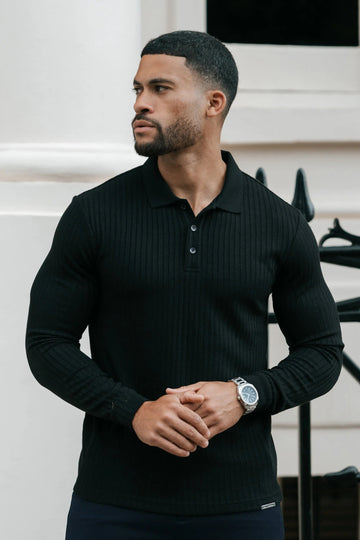 THE RIBBED LONGSLEEVE POLO