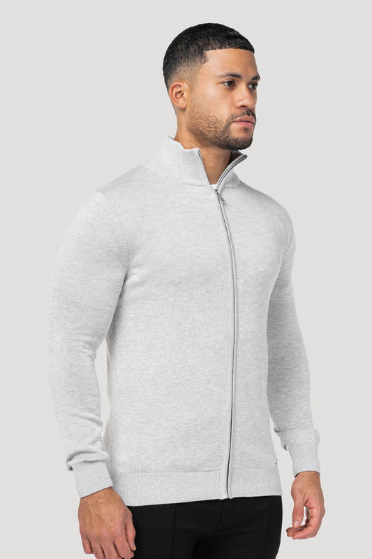 THE SANTONI FULL ZIP SWEATER - GREY