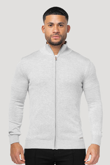 THE SANTONI FULL ZIP SWEATER - GREY