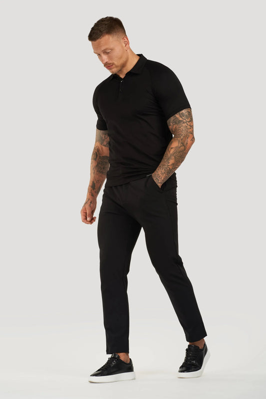 THE MUSCLE BUTTON POLO - BLACK