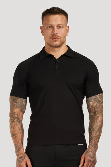 THE MUSCLE BUTTON POLO - BLACK