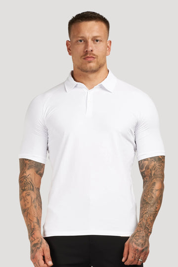 THE MUSCLE BUTTON POLO - WHITE